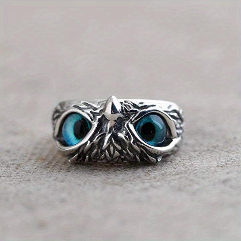 Owl Devil's Eye Ring Retro Creative Exaggerated Animal Opening Adjustable Finger