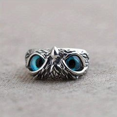Owl Devil's Eye Ring Retro Creative Exaggerated Animal Opening Adjustable Finger