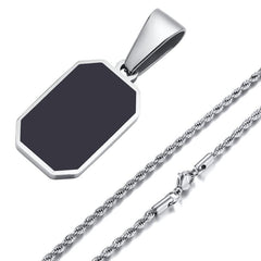 Geometric Square Necklace Enamel Rectangle Pendant Men