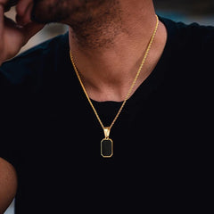 Geometric Square Necklace Enamel Rectangle Pendant Men