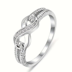 Men's Platinum Ring with Artificial Diamond Inlaid - Character Eight
