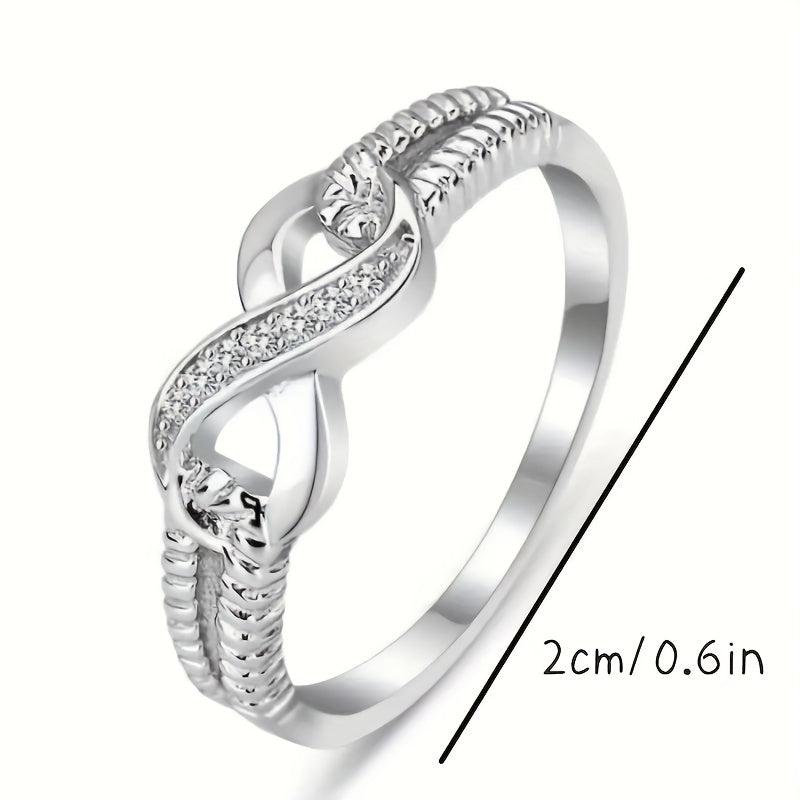 Men's Platinum Ring with Artificial Diamond Inlaid - Character Eight