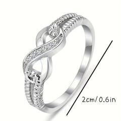 Men's Platinum Ring with Artificial Diamond Inlaid - Character Eight