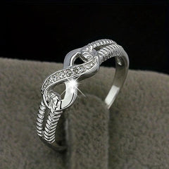 Men's Platinum Ring with Artificial Diamond Inlaid - Character Eight