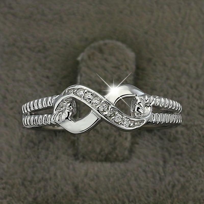 Men's Platinum Ring with Artificial Diamond Inlaid - Character Eight