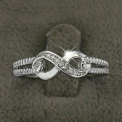 Men's Platinum Ring with Artificial Diamond Inlaid - Character Eight