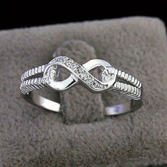 Men's Platinum Ring with Artificial Diamond Inlaid - Character Eight