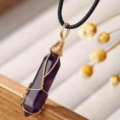 12 Colors Hexagon Pendant Necklace Crystal Lucky Stone Graduation Gift