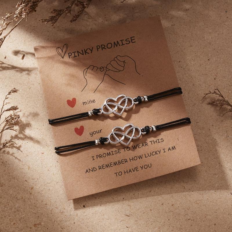 Casual Braided Heart Couples Bracelet Set