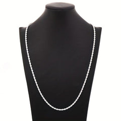 4mm Silvery Twist Rope Bracelet Necklace For Men