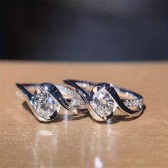 Men's Silvery Rhinestone Zircon Ring Wedding Band Engagement