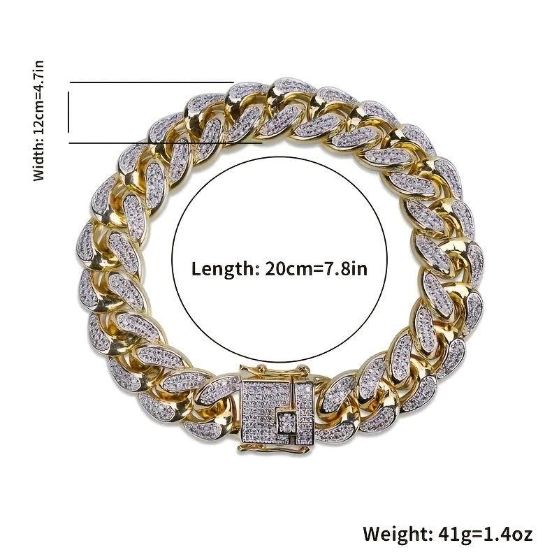 Men's Cuban Chain Zircon Bracelet Hip Hop Ice Town Bracelet