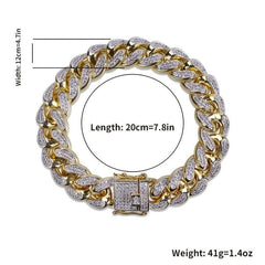 Men's Cuban Chain Zircon Bracelet Hip Hop Ice Town Bracelet