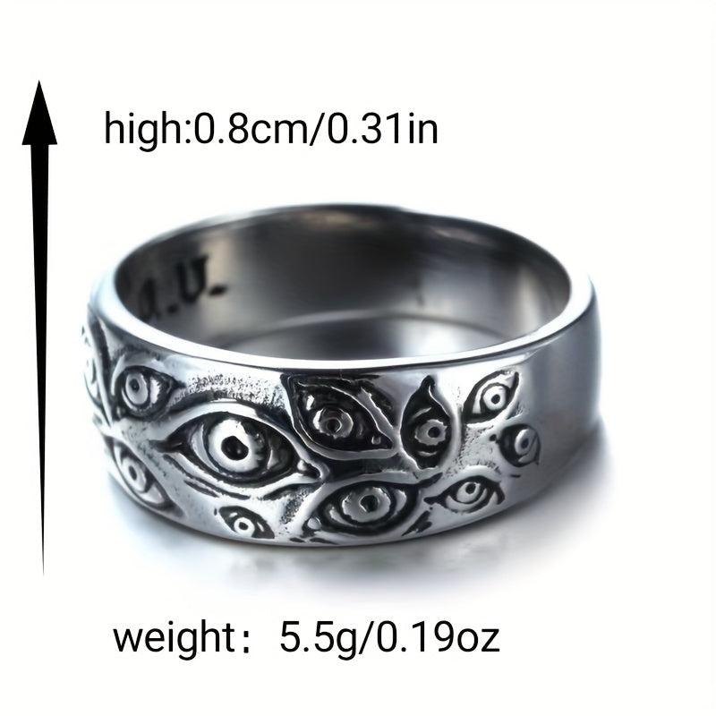 Men's Demon Eyes Pattern Ring Hip Hop Silvery Ring