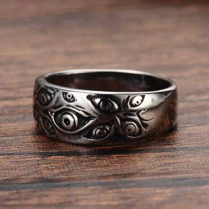 Men's Demon Eyes Pattern Ring Hip Hop Silvery Ring