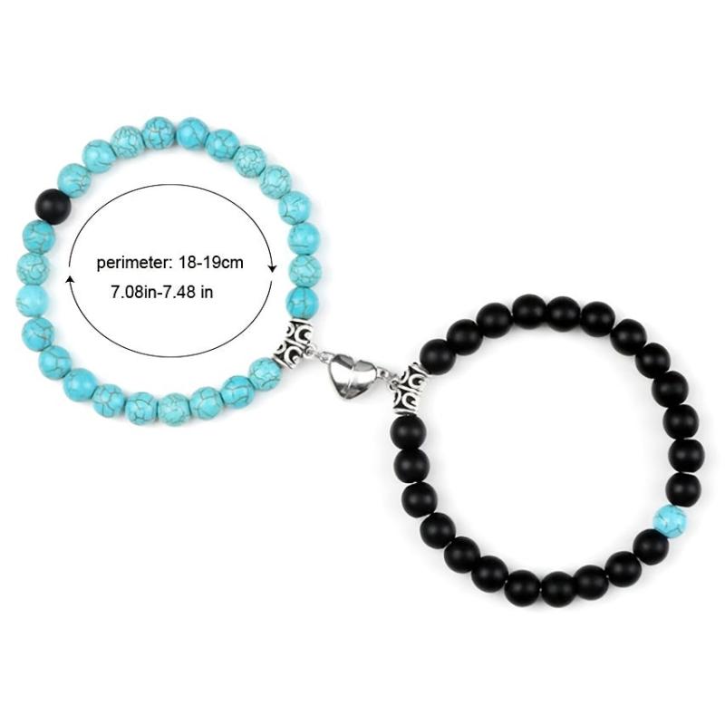 Men's Heart Magnetic Bead Bracelet Set
