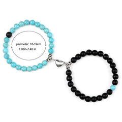 Men's Heart Magnetic Bead Bracelet Set