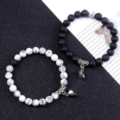 Men's Heart Magnetic Bead Bracelet Set