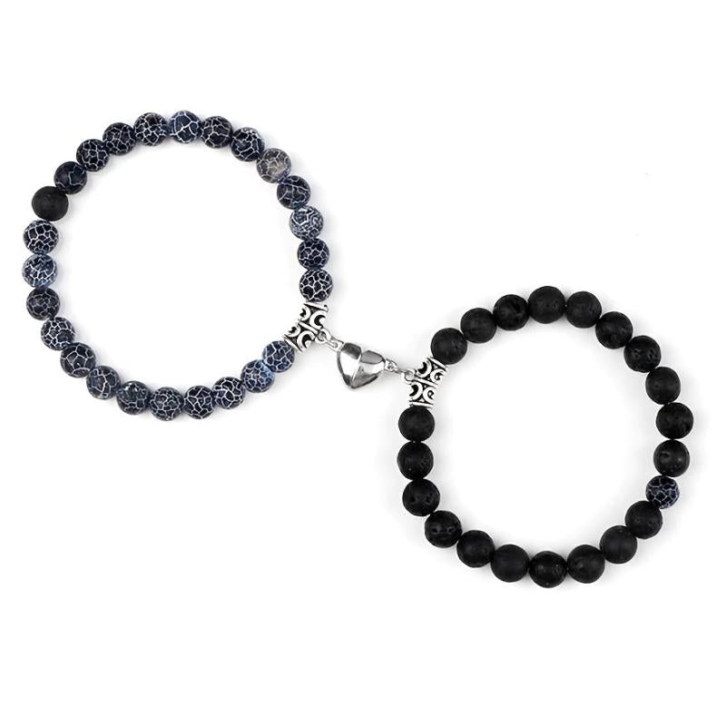Men's Heart Magnetic Bead Bracelet Set