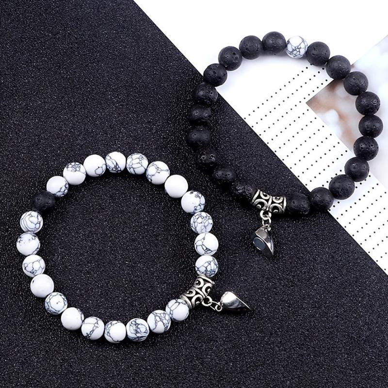 Men's Heart Magnetic Bead Bracelet Set