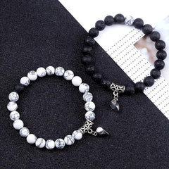 Men's Heart Magnetic Bead Bracelet Set