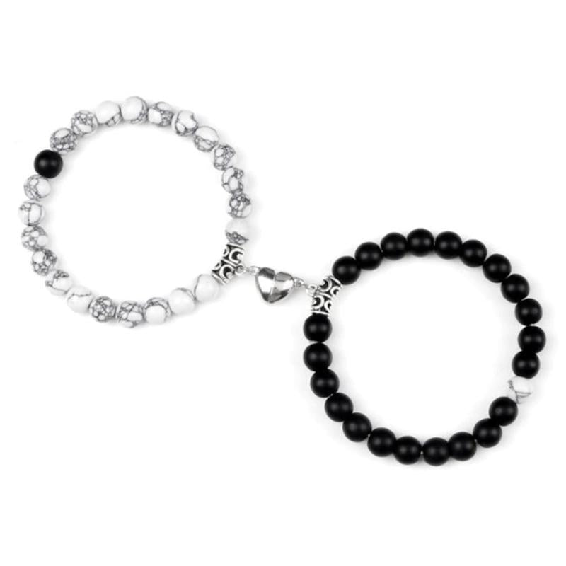 Men's Heart Magnetic Bead Bracelet Set