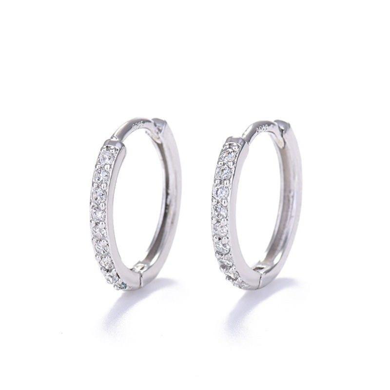 Sterling Silver Needle Drill Earrings Hoop Plated Earring Eco Friendly