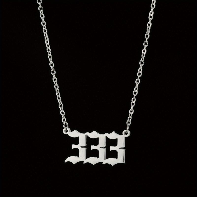 Stainless Steel Angel Number Pendant Necklace Lucky Numbers 111-999 666 000