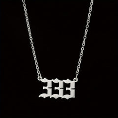 Stainless Steel Angel Number Pendant Necklace Lucky Numbers 111-999 666 000