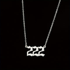 Stainless Steel Angel Number Pendant Necklace Lucky Numbers 111-999 666 000