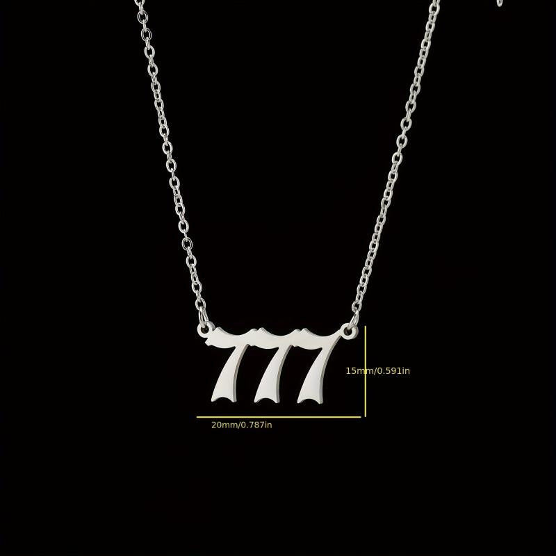 Stainless Steel Angel Number Pendant Necklace Lucky Numbers 111-999 666 000