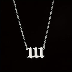 Stainless Steel Angel Number Pendant Necklace Lucky Numbers 111-999 666 000