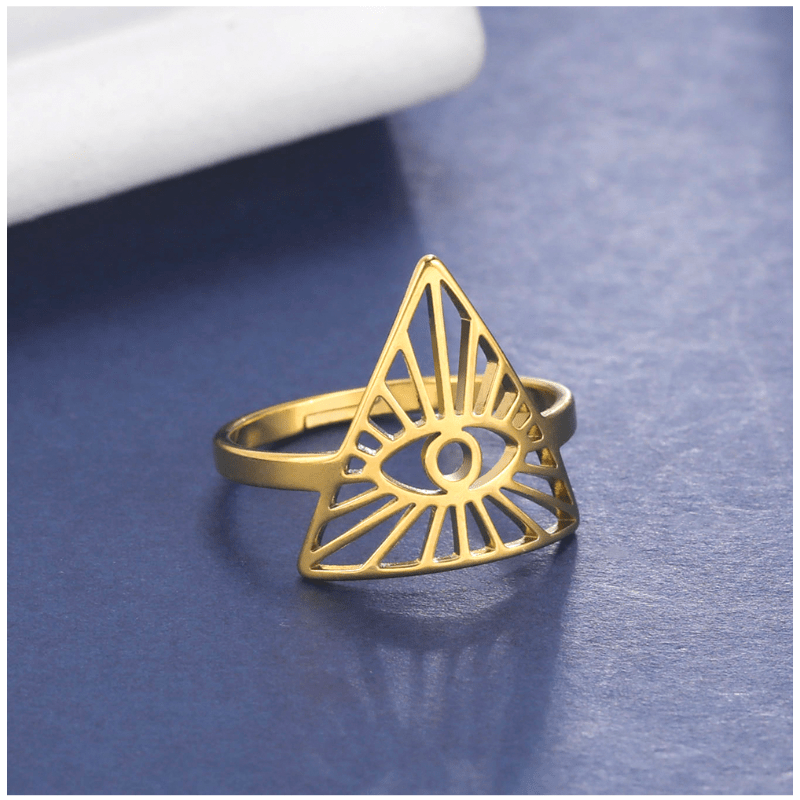 Eye Of God Rings Stainless Steel Open Adjustable Ring Jewelry