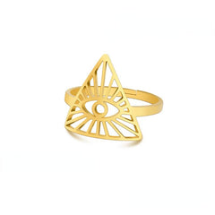 Eye Of God Rings Stainless Steel Open Adjustable Ring Jewelry