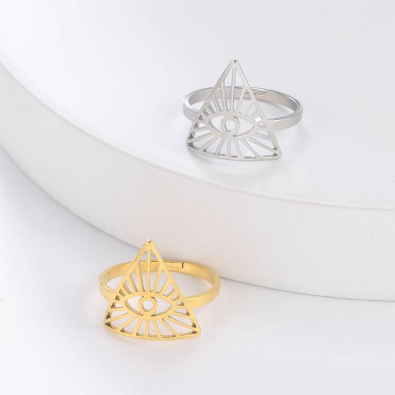 Eye Of God Rings Stainless Steel Open Adjustable Ring Jewelry
