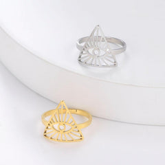 Eye Of God Rings Stainless Steel Open Adjustable Ring Jewelry