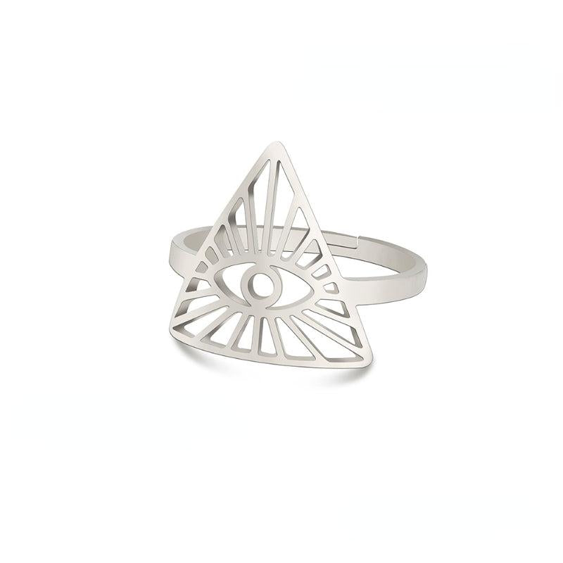Eye Of God Rings Stainless Steel Open Adjustable Ring Jewelry