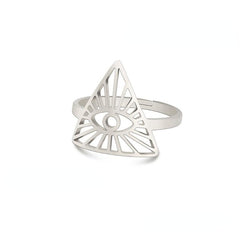 Eye Of God Rings Stainless Steel Open Adjustable Ring Jewelry