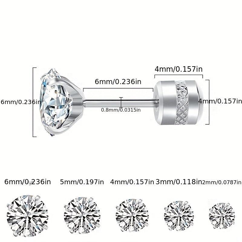 Men's Stainless Steel Zircon Earrings
