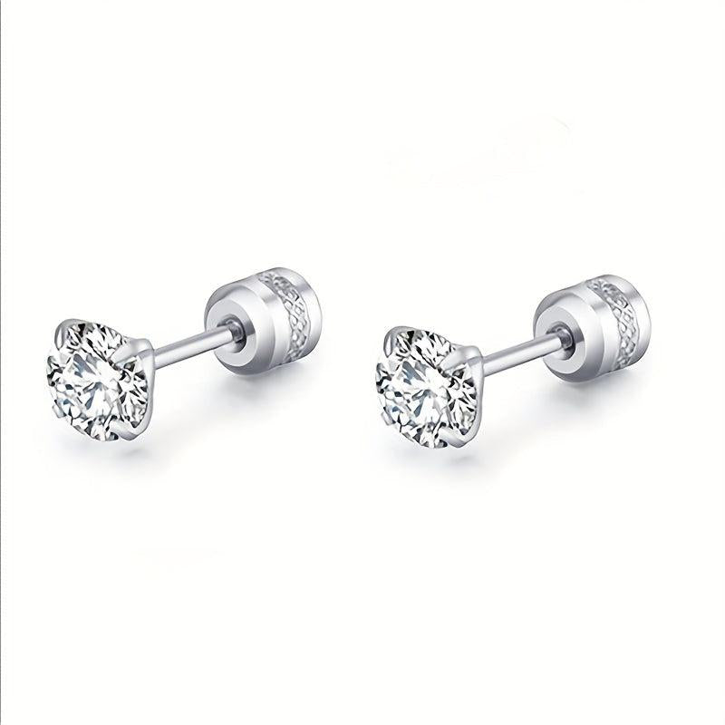 Men's Stainless Steel Zircon Earrings