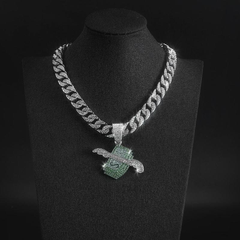 Wings Dollar Pendant Set Rhinestone Necklace