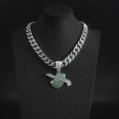 Wings Dollar Pendant Set Rhinestone Necklace