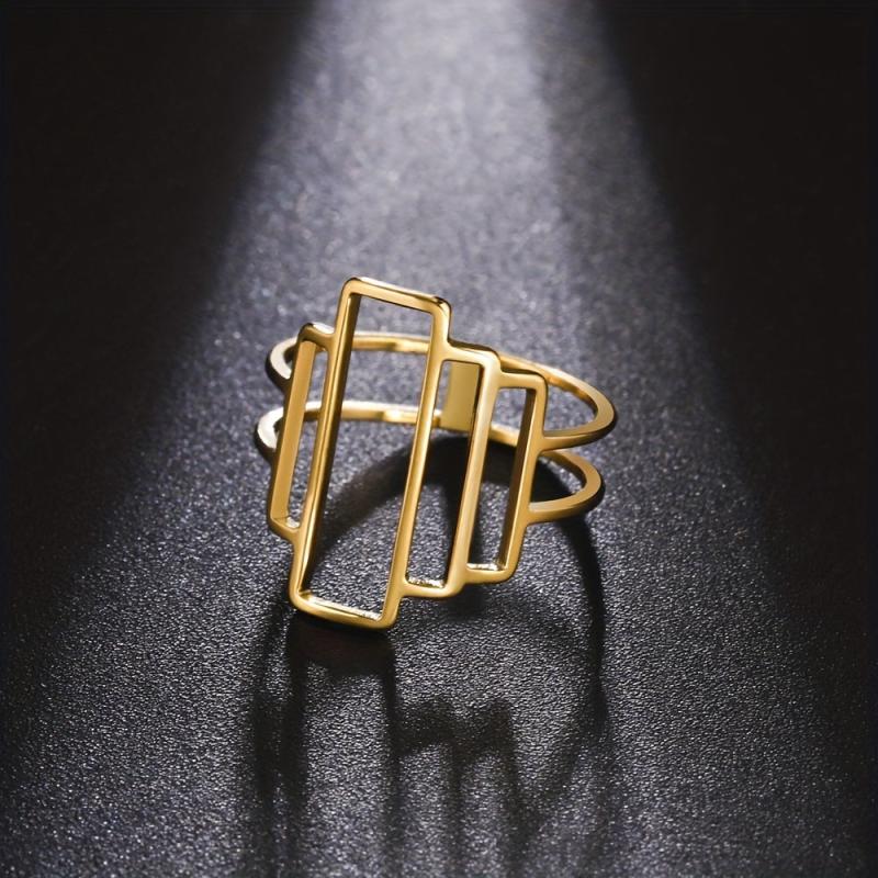 Men's Stainless Steel Geometric Ring Golden Jewelry
