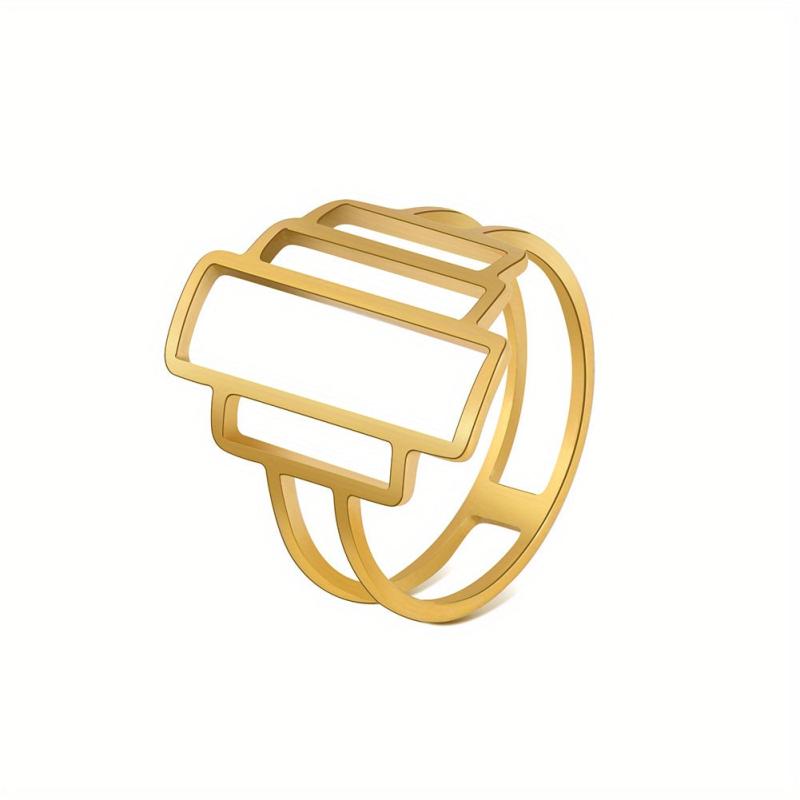 Men's Stainless Steel Geometric Ring Golden Jewelry