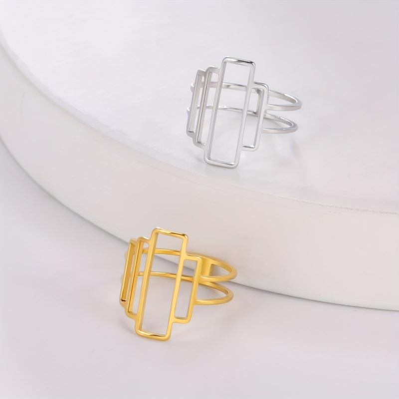 Men's Stainless Steel Geometric Ring Golden Jewelry