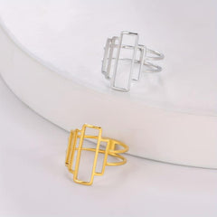 Men's Stainless Steel Geometric Ring Golden Jewelry
