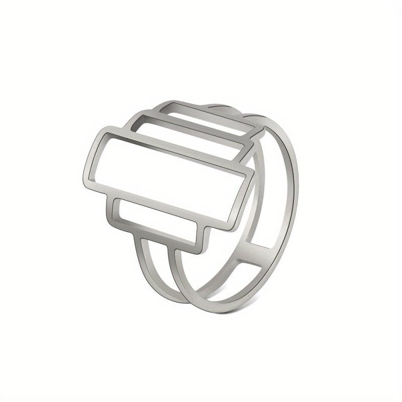 Men's Stainless Steel Geometric Ring Golden Jewelry