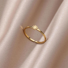 Stainless Steel Sun Ring Golden Plated Thin Ring Jewelry