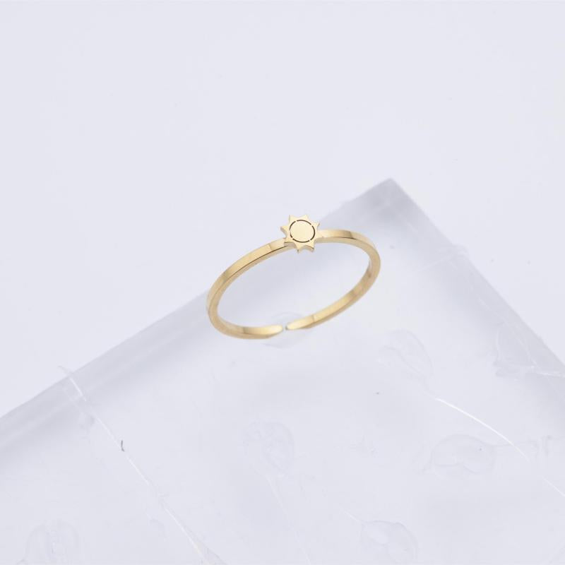 Stainless Steel Sun Ring Golden Plated Thin Ring Jewelry