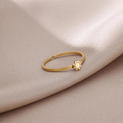 Stainless Steel Sun Ring Golden Plated Thin Ring Jewelry